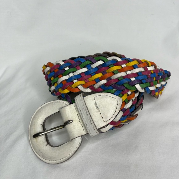 Capezio Accessories - Vintage Capezio 80s 90s rainbow leather woven belt size Medium